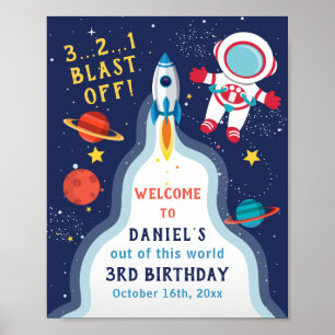 Affiche Astronaut Space Rockship Birthday Welcome