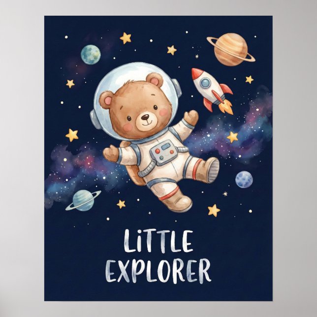 Affiche Astronaut Teddy Bear Little Explorer Space Kids (Devant)