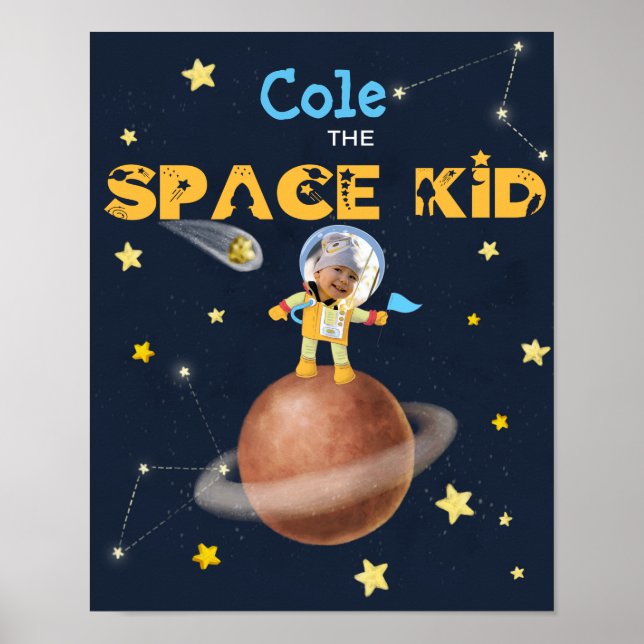 Affiche 👨 ‍ 🚀 Astronaut thème Espace mignon Personnalisé (Devant)