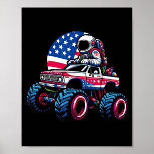 Affiche Astronaute à cheval sur un camion monstre 4 juille