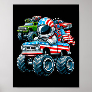 Affiche Astronaute à Vélo Monster Truck 4 Juillet