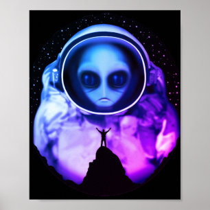 Affiche Astronaute Alien rétro