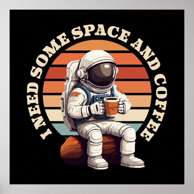 Affiche Astronaute buvant du café (Devant)