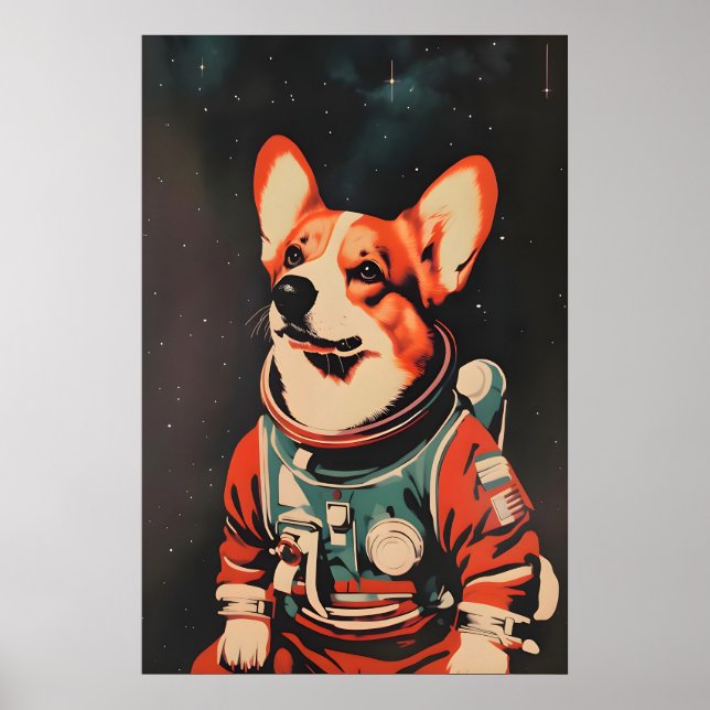 Affiche Astronaute Cardigan Welsh Corgi, Corgi Rét (Devant)