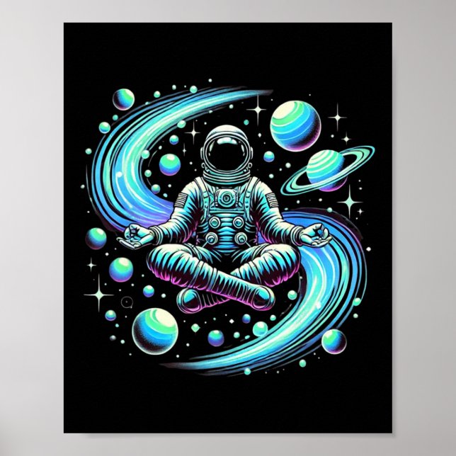 Affiche Astronaute Cool Méditant Dans La Méditation De Yog (Devant)