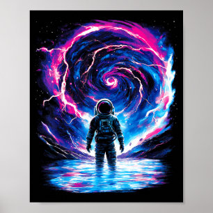 Affiche Astronaute Cosmique Espace Extérieur Galaxie Scien
