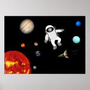 Affiche Astronaute dans le système solaire
