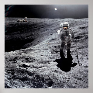 Affiche Astronaute d'Apollo 16 sur la lune