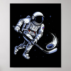 Affiche Astronaute de hockey spatial jouant en gravité zér