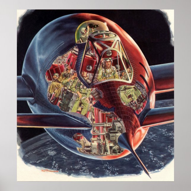 Affiche Astronaute de la science-fiction vintage Rocket (Devant)