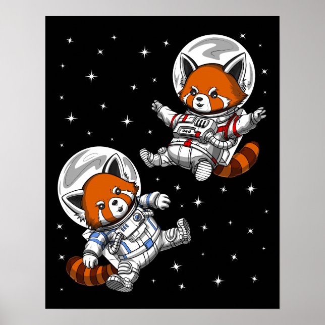 Affiche Astronaute de l'espace de Red Panda Bear (Devant)