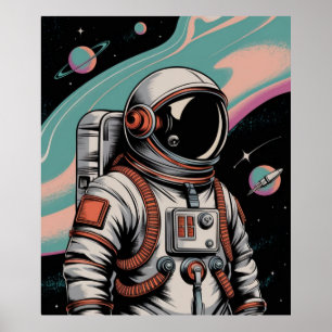 Affiche Astronaute de l'espace vintage