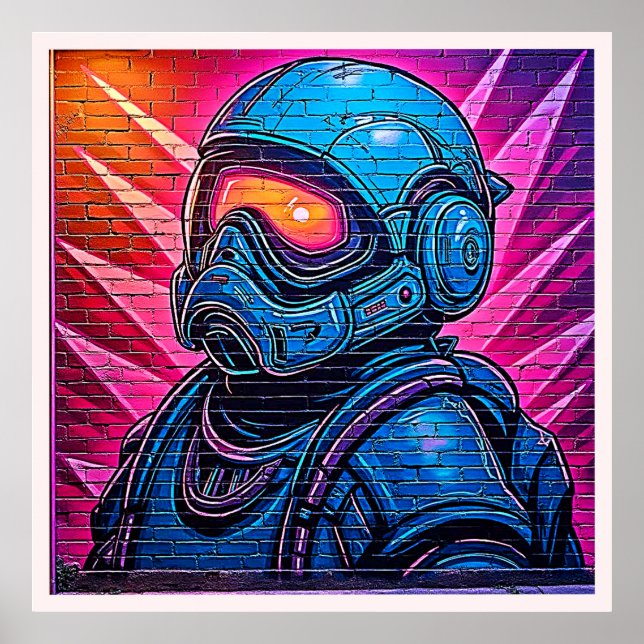 Affiche Astronaute de Neon Cyberpunk (Devant)