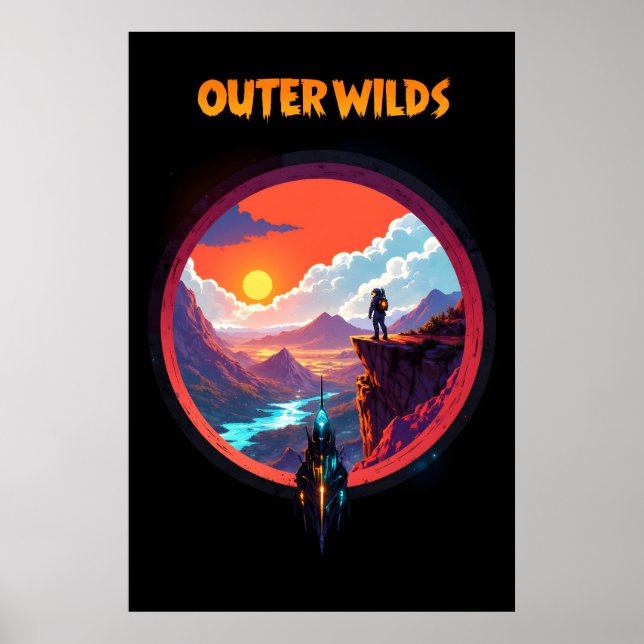 Affiche Astronaute debout sur une falaise surplombant  (Devant)