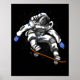 Affiche Astronaute du patinage Skateboard Espace cosmique