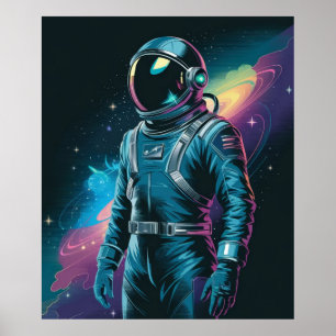 Affiche Astronaute en combinaison futuriste