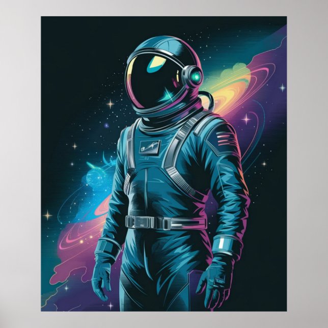 Affiche Astronaute en combinaison futuriste (Devant)