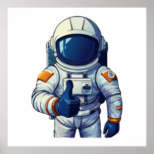 Affiche astronaute en combinaison spatiale montrant le pou