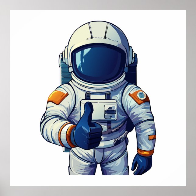 Affiche astronaute en combinaison spatiale montrant le pou (Devant)