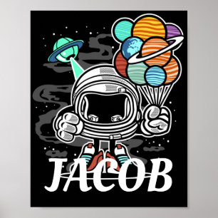 Affiche ASTRONAUTE Espace Dessin animé Personnalisable