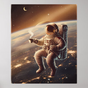 Affiche Astronaute et Café
