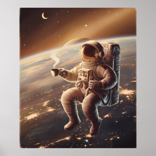 Affiche Astronaute et Café (Devant)
