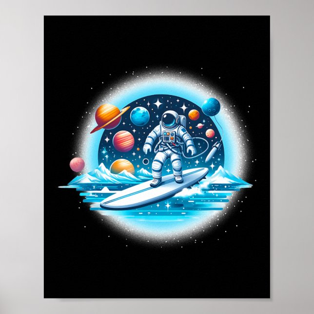 Affiche Astronaute faisant du surf dans l'espace garçons f (Devant)