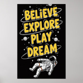 Affiche Astronaute Flottant dans l'Espace Rêveur Cosmique