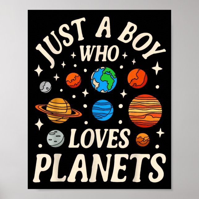 Affiche Astronaute Juste Un Garçon Qui Aime Les Planètes S (Devant)