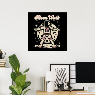 Affiche Astronaute Marche Lunaire