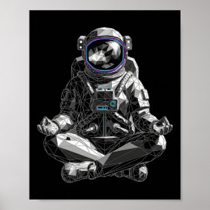 Affiche Astronaute Méditant Yoga Spatial Zen Spaceman Low