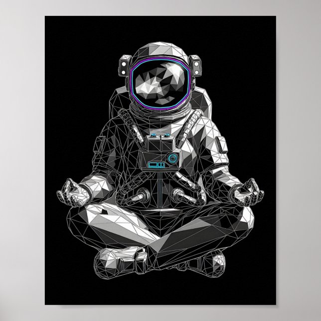 Affiche Astronaute Méditant Yoga Spatial Zen Spaceman Low  (Devant)
