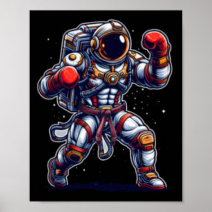 Affiche Astronaute Muay Thai Boxe Karaté Kickboxing Marti