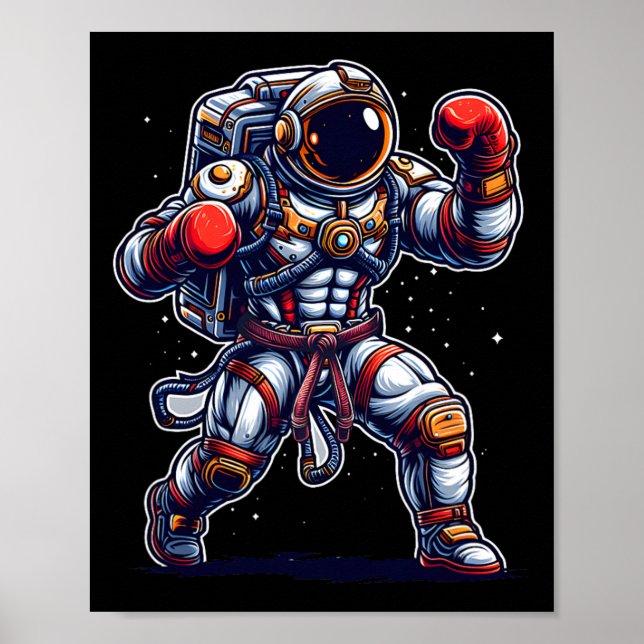 Affiche Astronaute Muay Thai Boxe Karaté Kickboxing Marti (Devant)