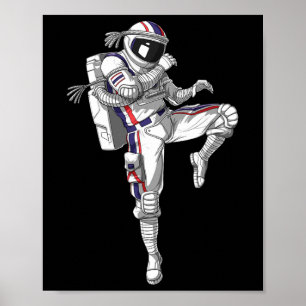 Affiche Astronaute Muay Thai Boxe Karaté Kickboxing Marti