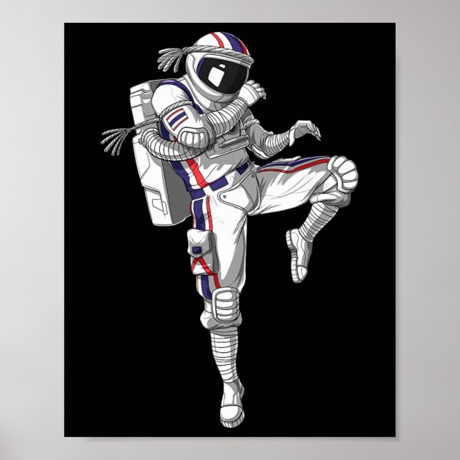 Affiche Astronaute Muay Thai Boxe Karaté Kickboxing Marti (Devant)