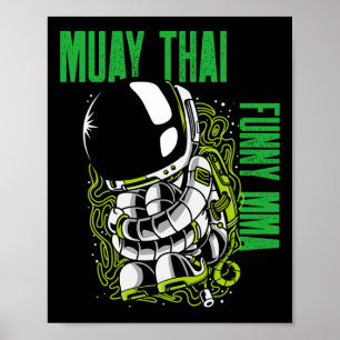 Affiche Astronaute Muay Thai Enroulé, Mma, Kickboxing, Ji