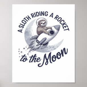 Affiche Astronaute Paresseux Adorable à Cheval