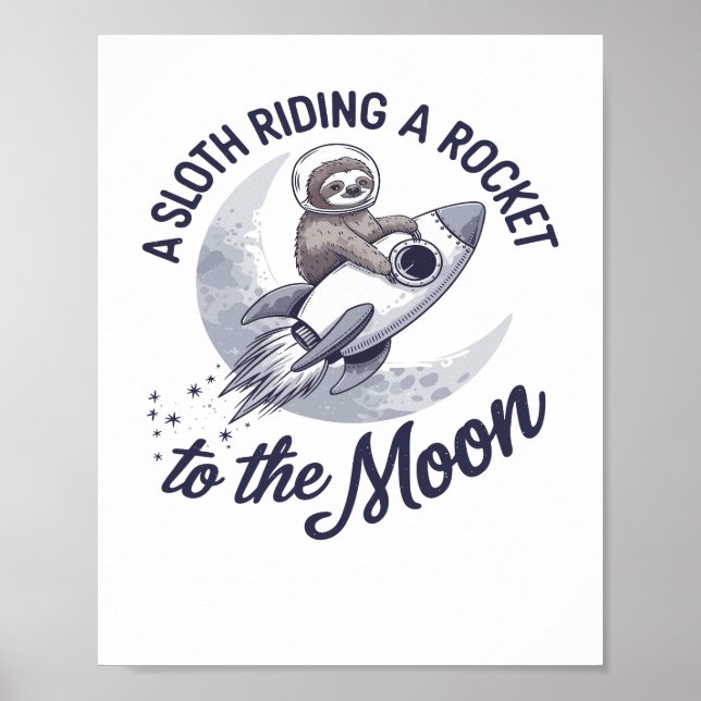 Affiche Astronaute Paresseux Adorable à Cheval (Devant)