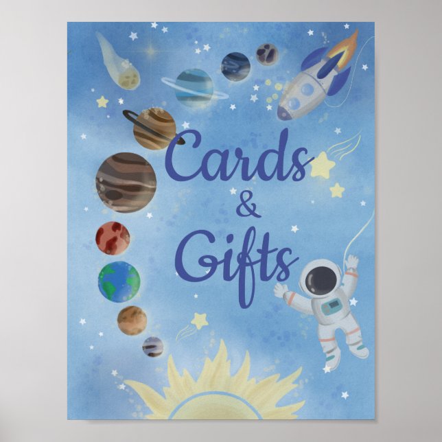Affiche Astronaute Planètes spatiales Cartes et Cadeaux Po (Devant)