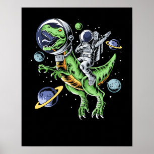 Affiche Astronaute Riding T-Rex Dinosaur Astro T-Rex Space