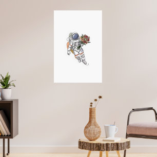Affiche astronaute simple une ligne art continu