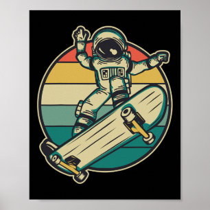 Affiche Astronaute Skateboard Planche à roulettes