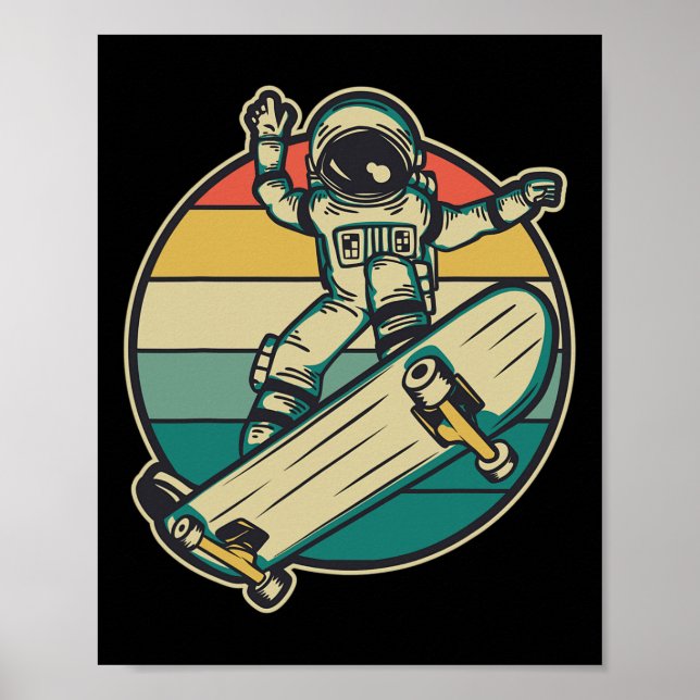 Affiche Astronaute Skateboard Planche à roulettes  (Devant)