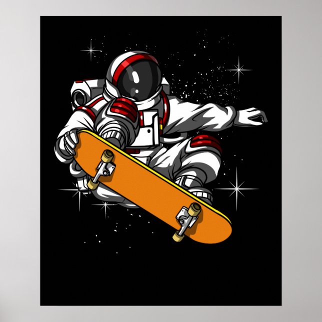 Affiche Astronaute spatial Skater Skateboard Cosmique (Devant)