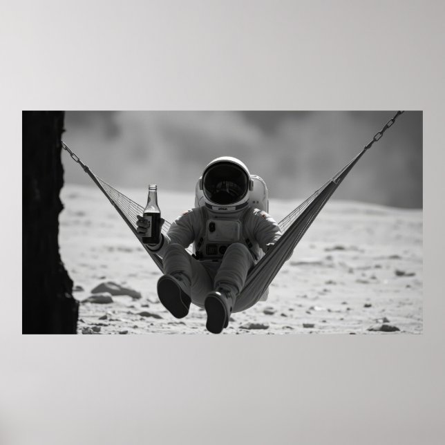 Affiche Astronaute sur hamac sur la lune  (Devant)