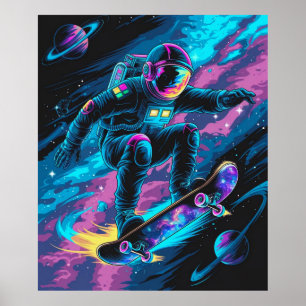 Affiche Astronaute sur un Skateboard