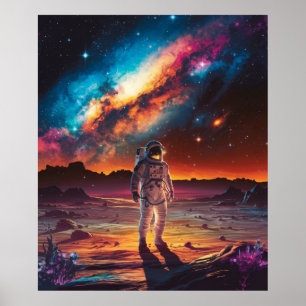 Affiche Astronaute sur une planète dans l'espace