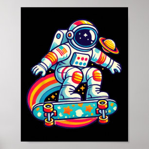 Affiche Astronautes faisant du skateboard dans l'espace ak