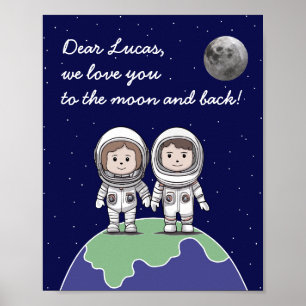 Affiche Astronautes parents avec des couleurs atténuées pa